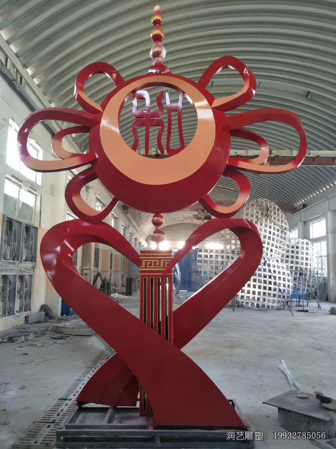 庭院不锈钢中国结雕塑 庭院不锈钢中国结雕塑