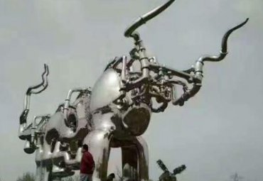 游乐场不锈钢牛雕塑