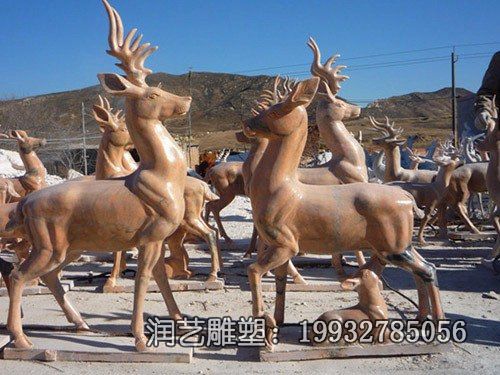 广场鹿动物石雕 广场鹿动物石雕