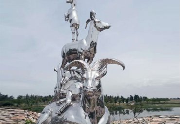 商场不锈钢羊雕塑