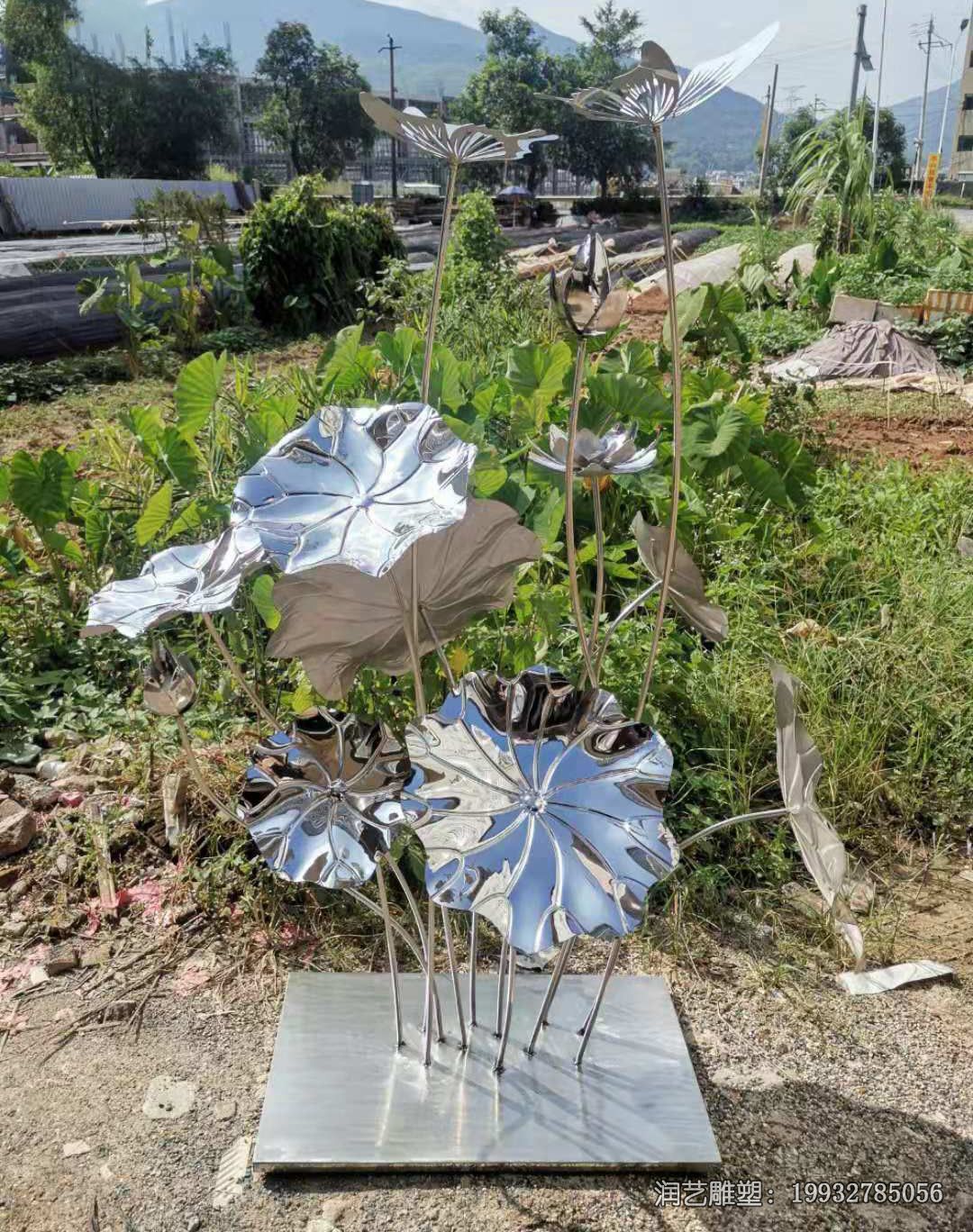 酒店不锈钢荷叶雕塑 酒店不锈钢荷叶雕塑