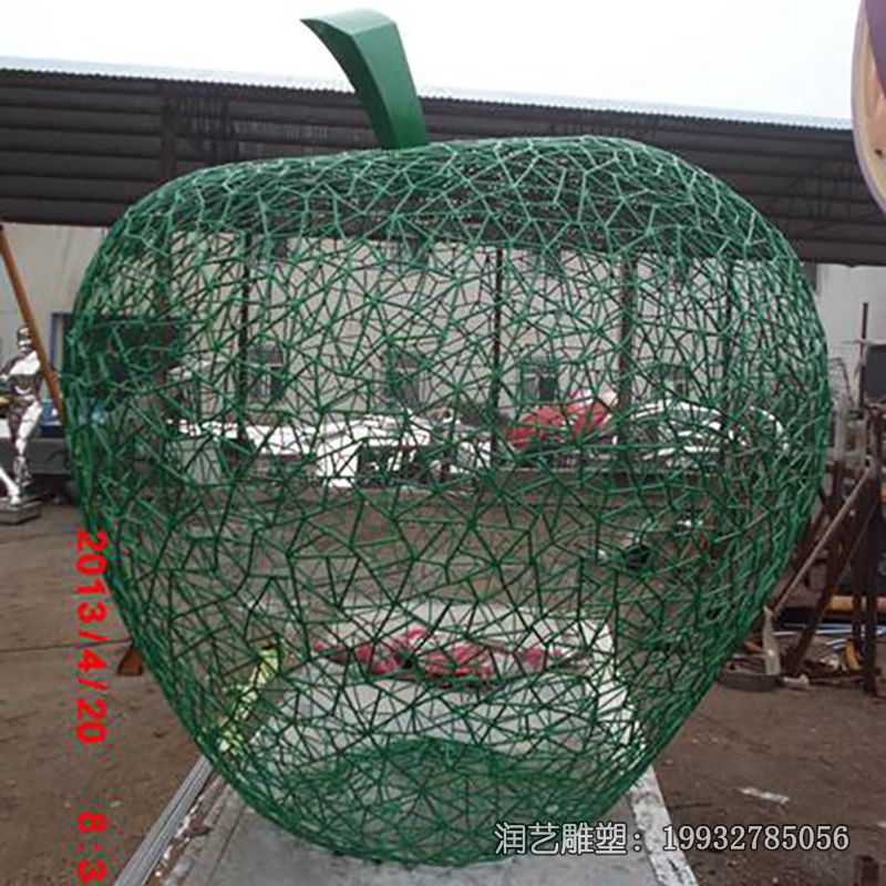 企业不锈钢苹果雕塑 企业不锈钢苹果雕塑