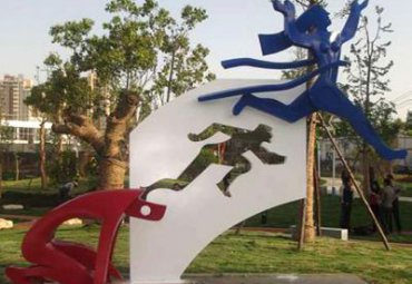 小区不锈钢跑步雕塑