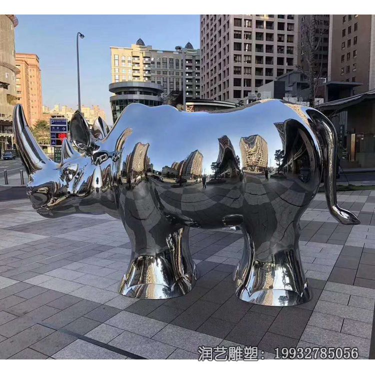 医院不锈钢犀牛雕塑 医院不锈钢犀牛雕塑