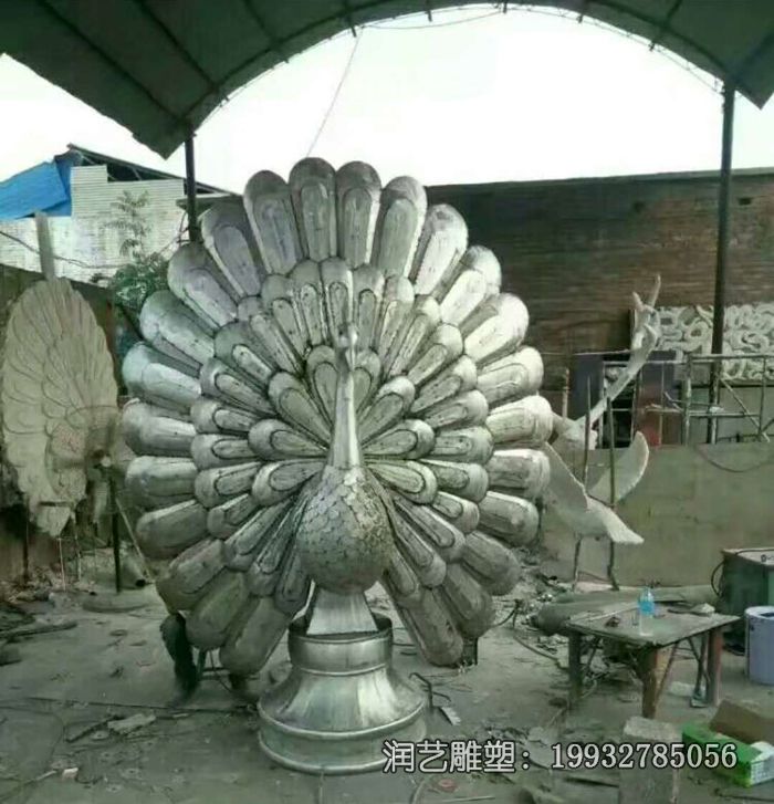 广场不锈钢孔雀雕塑 广场不锈钢孔雀雕塑