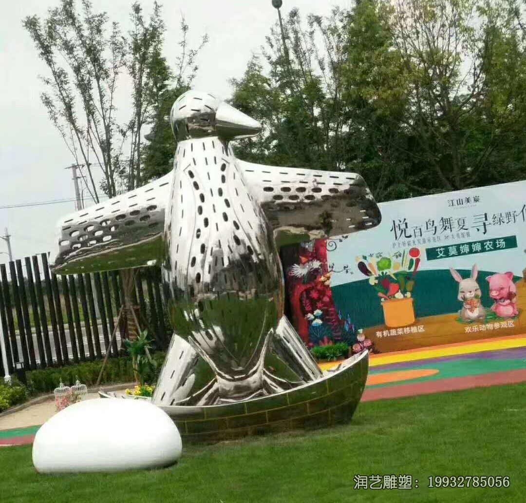 商场不锈钢企鹅雕塑 商场不锈钢企鹅雕塑