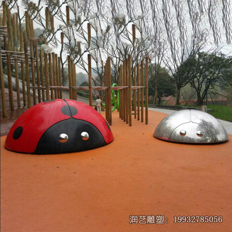 草坪不锈钢瓢虫雕塑 草坪不锈钢瓢虫雕塑