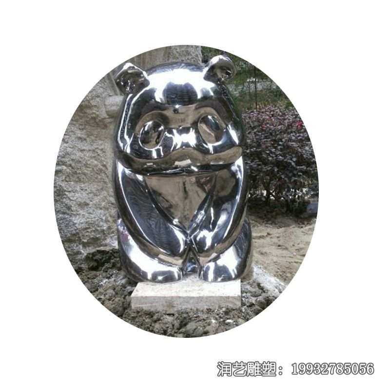 公园不锈钢熊猫雕塑 公园不锈钢熊猫雕塑
