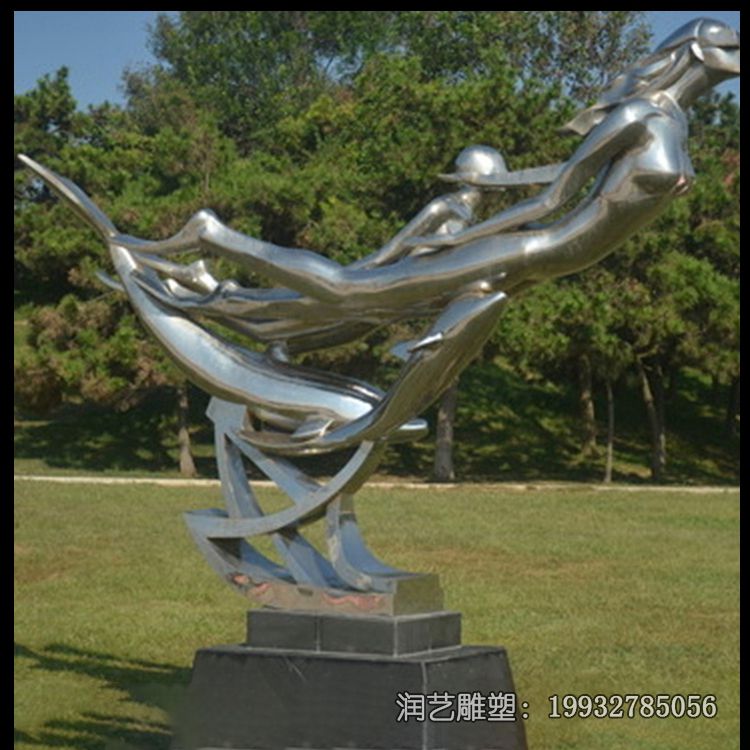 游乐场不锈钢游泳雕塑 游乐场不锈钢游泳雕塑
