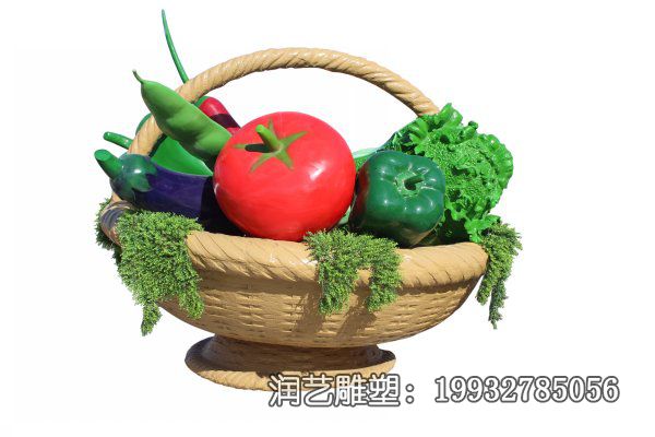公园玻璃钢果篮雕塑 公园玻璃钢果篮雕塑