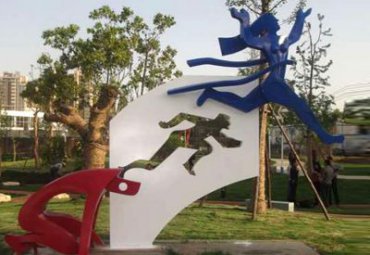 广场不锈钢运动人物雕塑