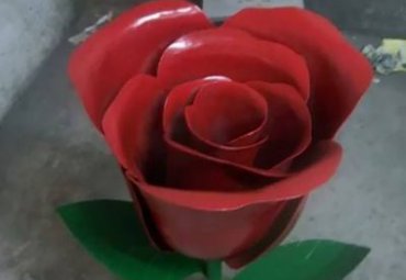 商场不锈钢玫瑰花雕塑