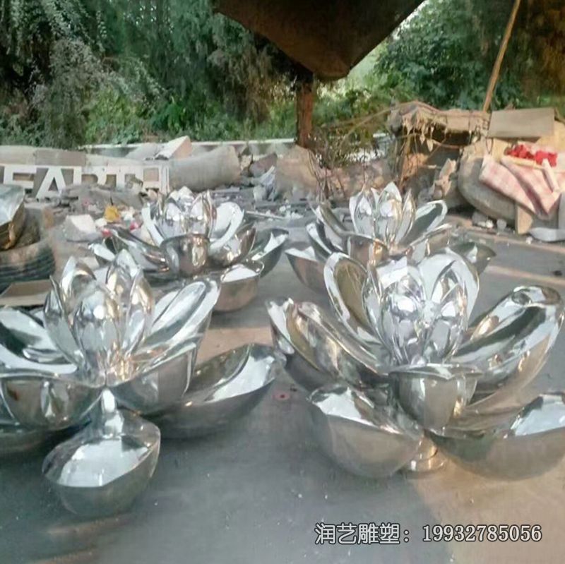游乐场不锈钢荷花雕塑 游乐场不锈钢荷花雕塑