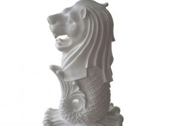 企业石雕鱼尾狮雕塑