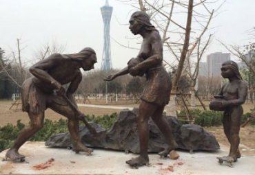 广场铜雕原始人物雕塑