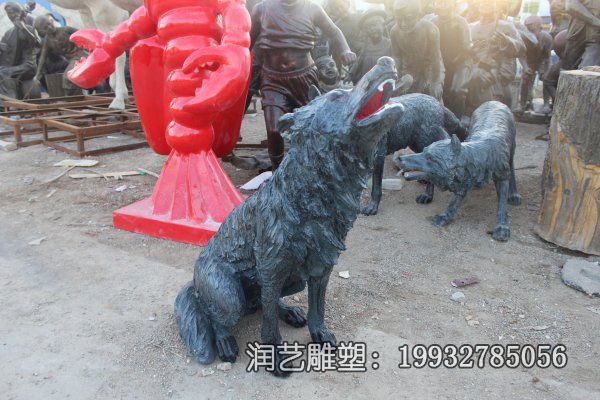 公园不锈钢狼雕塑 公园不锈钢狼雕塑