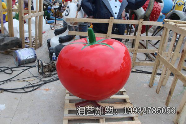 草坪玻璃钢西红柿雕塑 草坪玻璃钢西红柿雕塑