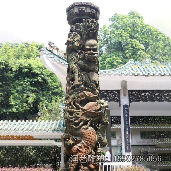 广场铜雕龙柱雕塑 广场铜雕龙柱雕塑