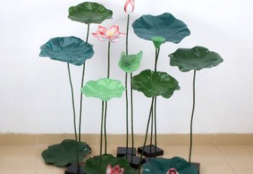 公园不锈钢荷叶雕塑