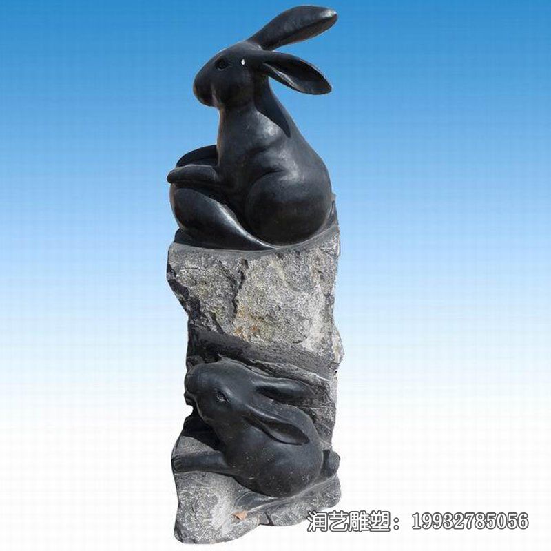 企业石雕兔子雕塑 企业石雕兔子雕塑