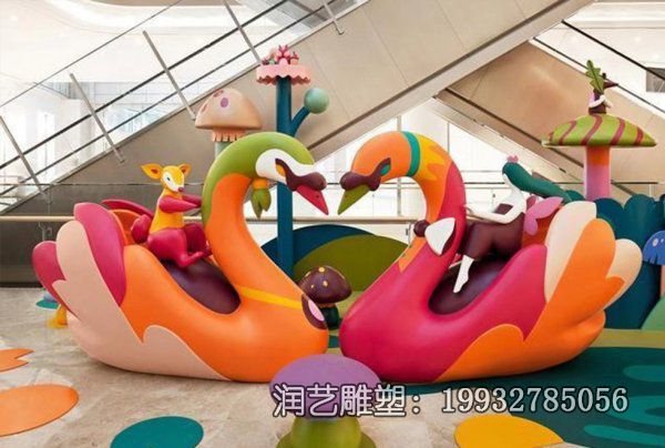 游乐场玻璃钢天鹅雕塑 游乐场玻璃钢天鹅雕塑