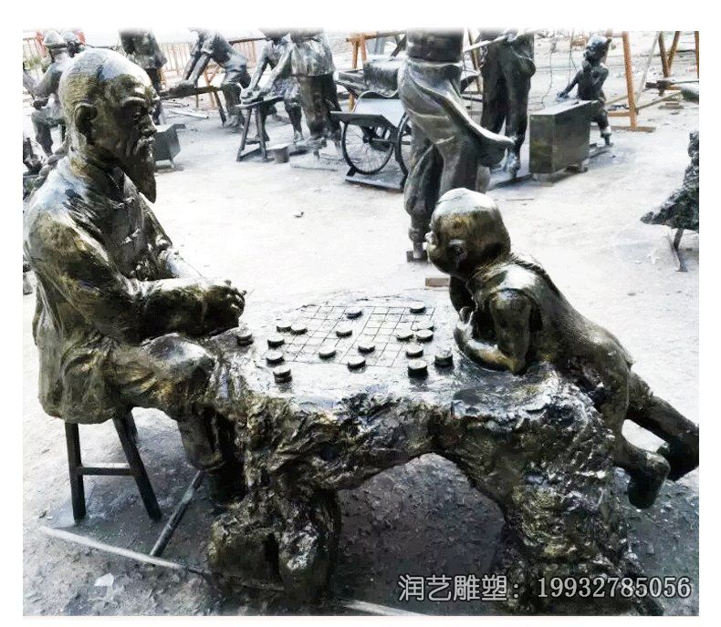 游乐场铜雕下棋人物雕塑 游乐场铜雕下棋人物雕塑