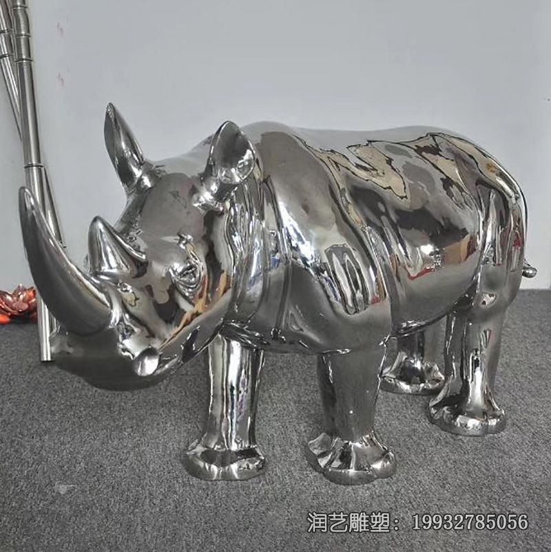 商场不锈钢犀牛雕塑 商场不锈钢犀牛雕塑