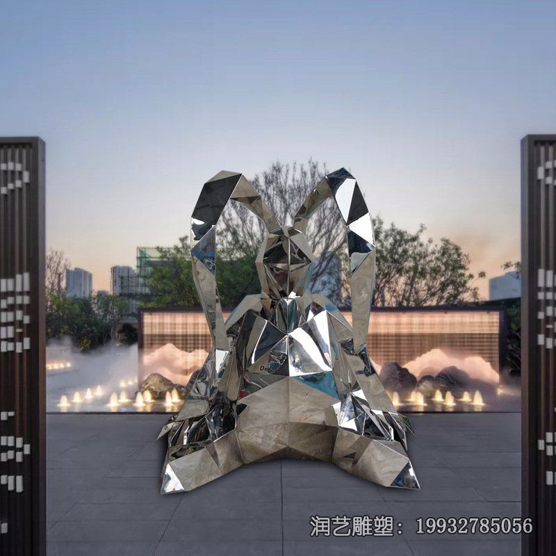商场不锈钢兔子雕塑 商场不锈钢兔子雕塑