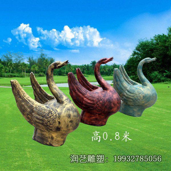 街道铜雕天鹅雕塑 街道铜雕天鹅雕塑