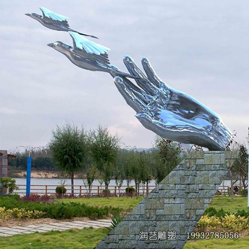 广场不锈钢手雕塑 广场不锈钢手雕塑