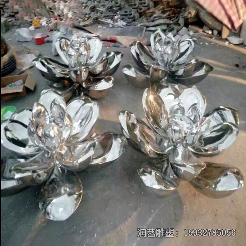 小区不锈钢荷花雕塑 小区不锈钢荷花雕塑