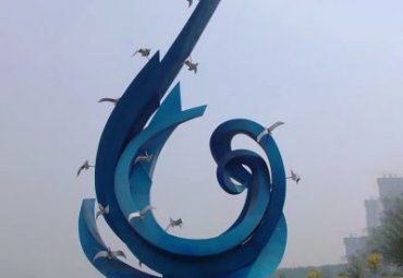 企业不锈钢海浪雕塑