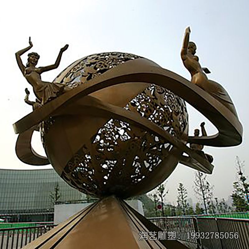 商业街不锈钢地球雕塑 商业街不锈钢地球雕塑