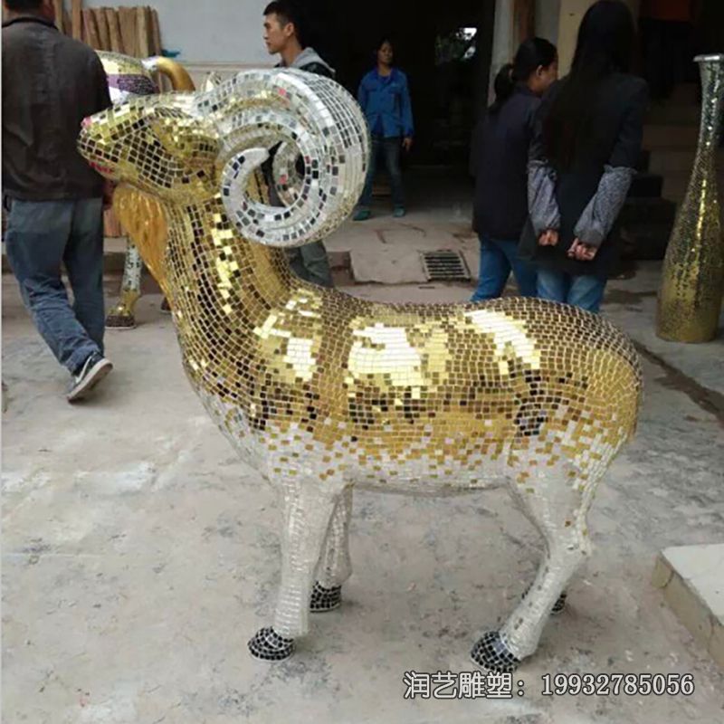 企业不锈钢羊雕塑 企业不锈钢羊雕塑