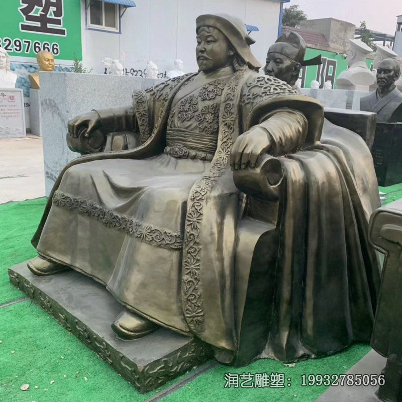 街道铜雕成吉思汗雕塑 街道铜雕成吉思汗雕塑