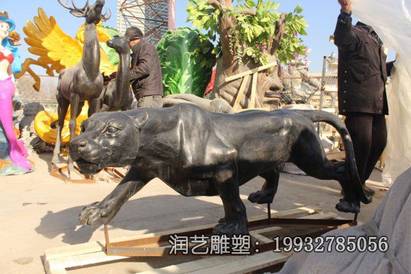 景区铜雕豹动物雕塑 景区铜雕豹动物雕塑