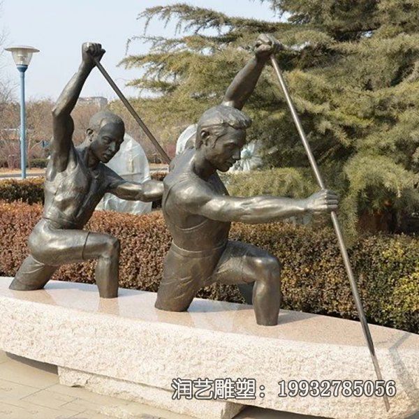 广场铜雕划船人物雕塑 广场铜雕划船人物雕塑
