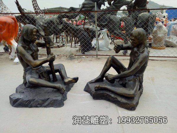 草坪铜雕原始人物雕塑 草坪铜雕原始人物雕塑