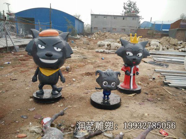 学校玻璃钢喜羊羊与灰太狼雕塑 学校玻璃钢喜羊羊与灰太狼雕塑