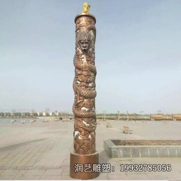 广场铜雕龙柱雕塑 广场铜雕龙柱雕塑