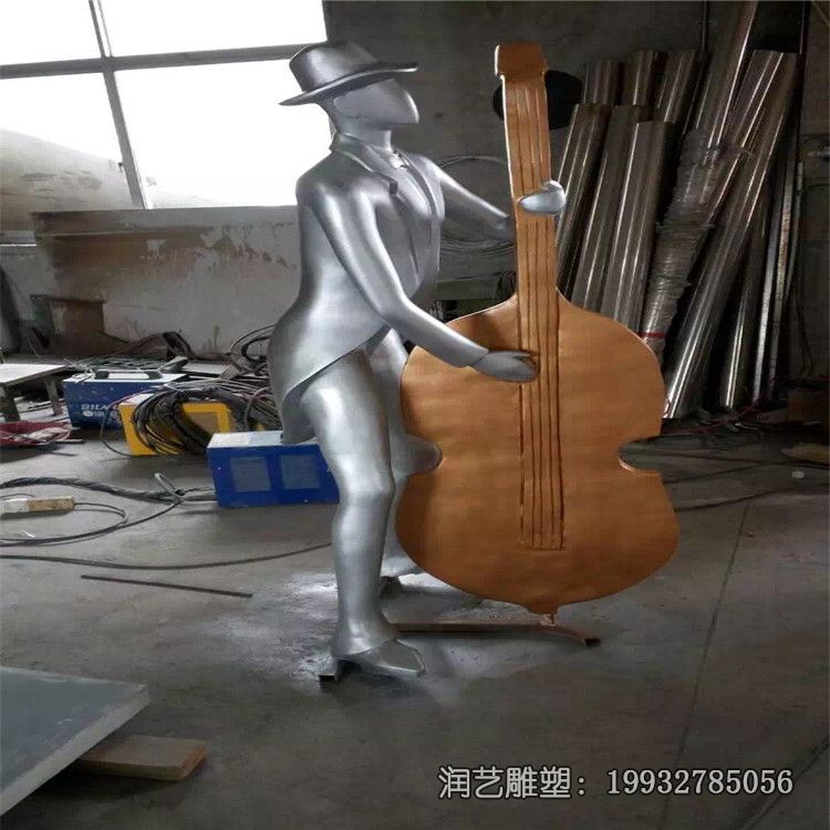 景区不锈钢大提琴雕塑 景区不锈钢大提琴雕塑