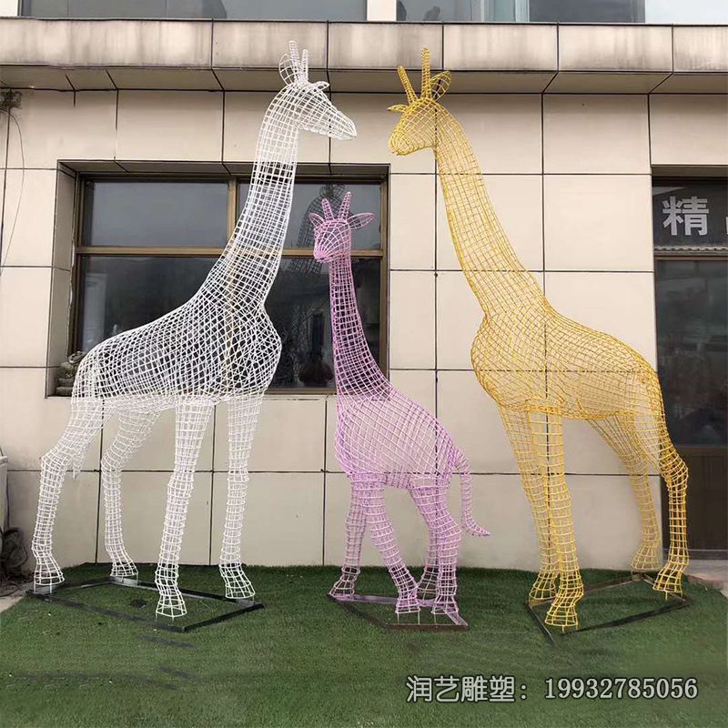 小区不锈钢长颈鹿雕塑 小区不锈钢长颈鹿雕塑