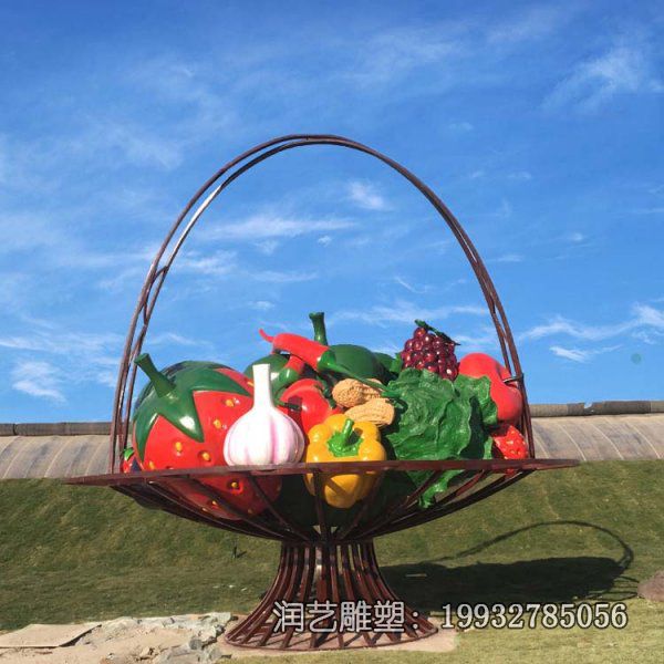 公园玻璃钢果篮雕塑 公园玻璃钢果篮雕塑