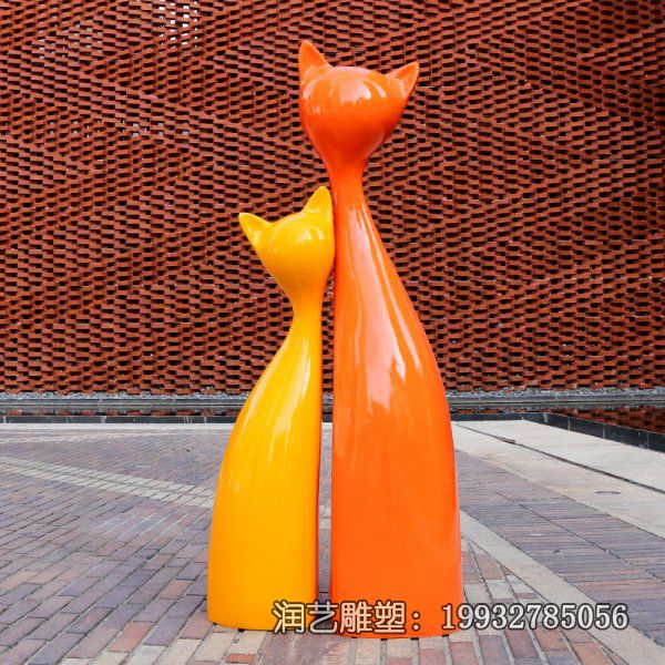 公园玻璃钢猫雕塑 公园玻璃钢猫雕塑