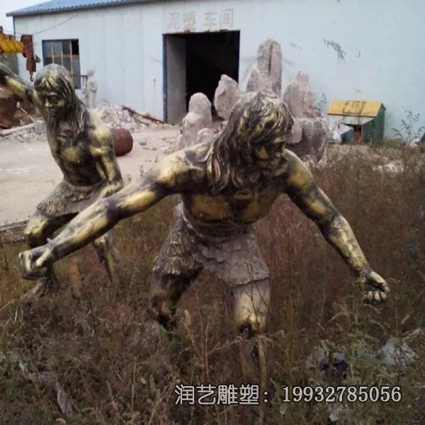 广场铜雕原始人物雕塑 广场铜雕原始人物雕塑