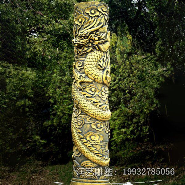 广场铜雕龙柱雕塑 广场铜雕龙柱雕塑