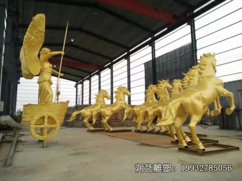 小区铜雕阿波罗战车雕塑 小区铜雕阿波罗战车雕塑