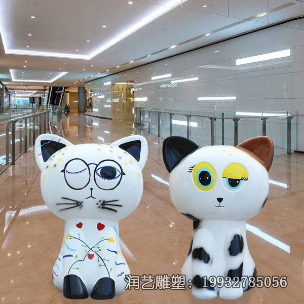 酒店玻璃钢招财猫雕塑 酒店玻璃钢招财猫雕塑