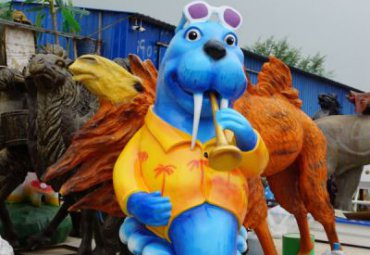 游乐场玻璃钢海狮雕塑