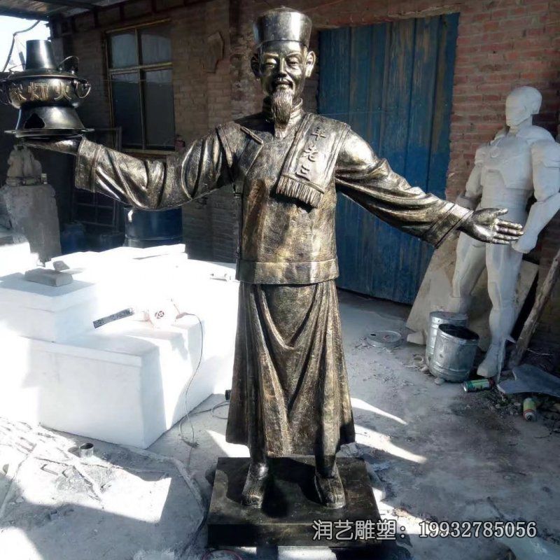 商场铜雕店小二雕塑 商场铜雕店小二雕塑